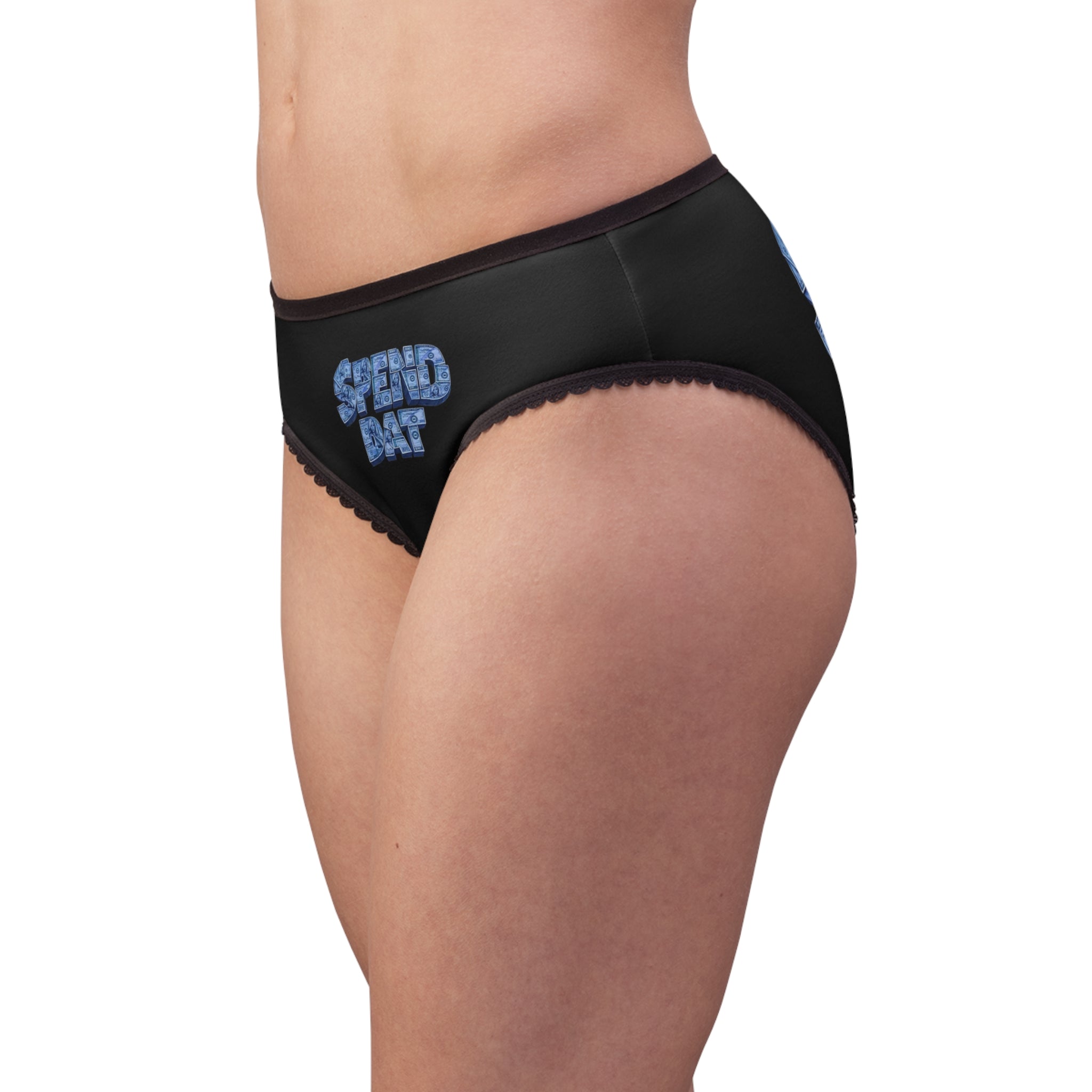 Spend Dat Women's Briefs — Black Lingerie with Money Graphic