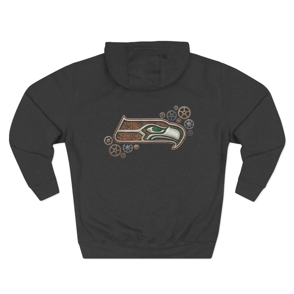 Seahawk Gear Hoodie — Vintage Seahawk Emblem with Gear Accents