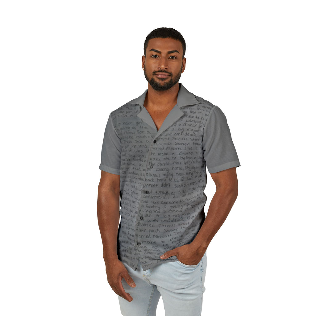 Men's Grey Script & Skull Hawaiian Shirt