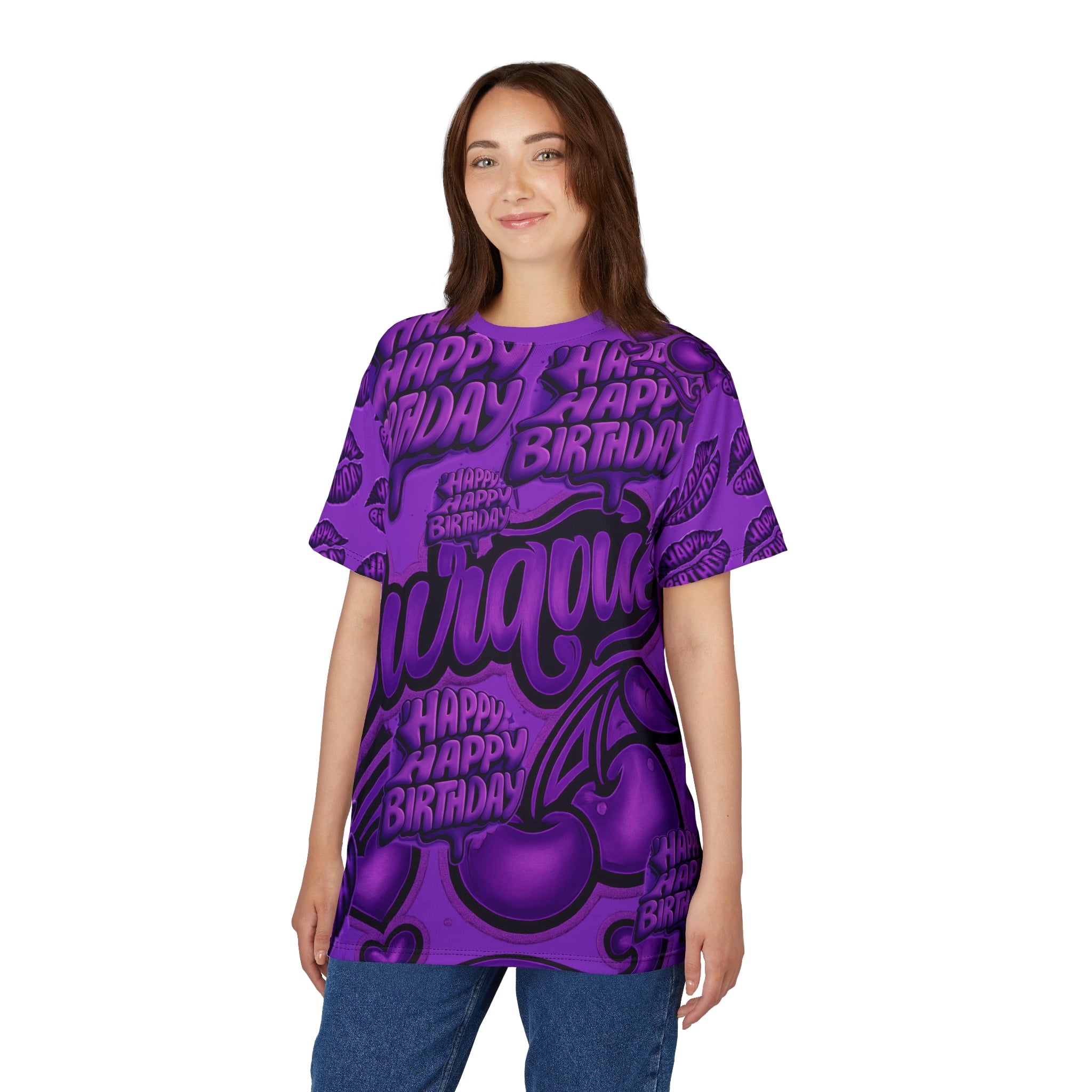 Happy Birthday Purple All-Over Print Tee