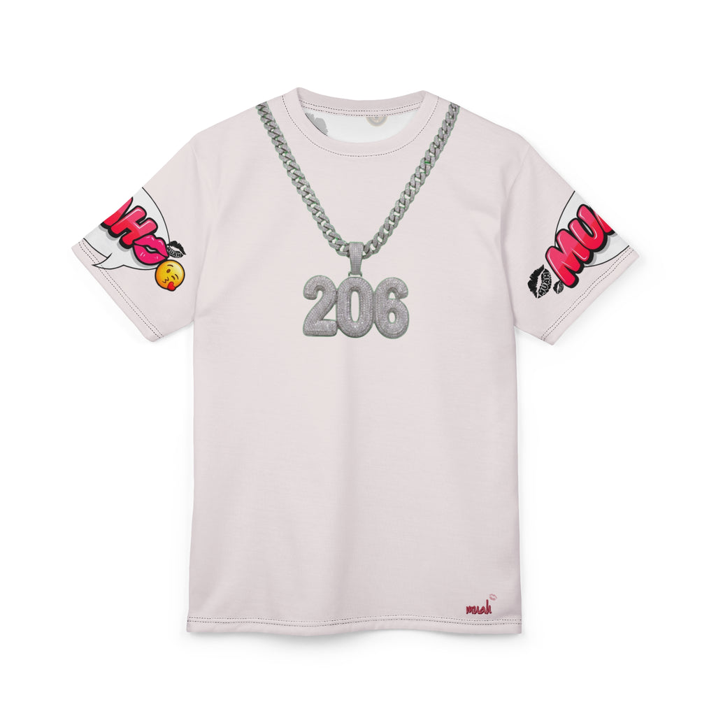 206 Pendant Graphic Tee — Urban Chain Necklace All-Over Print Shirt