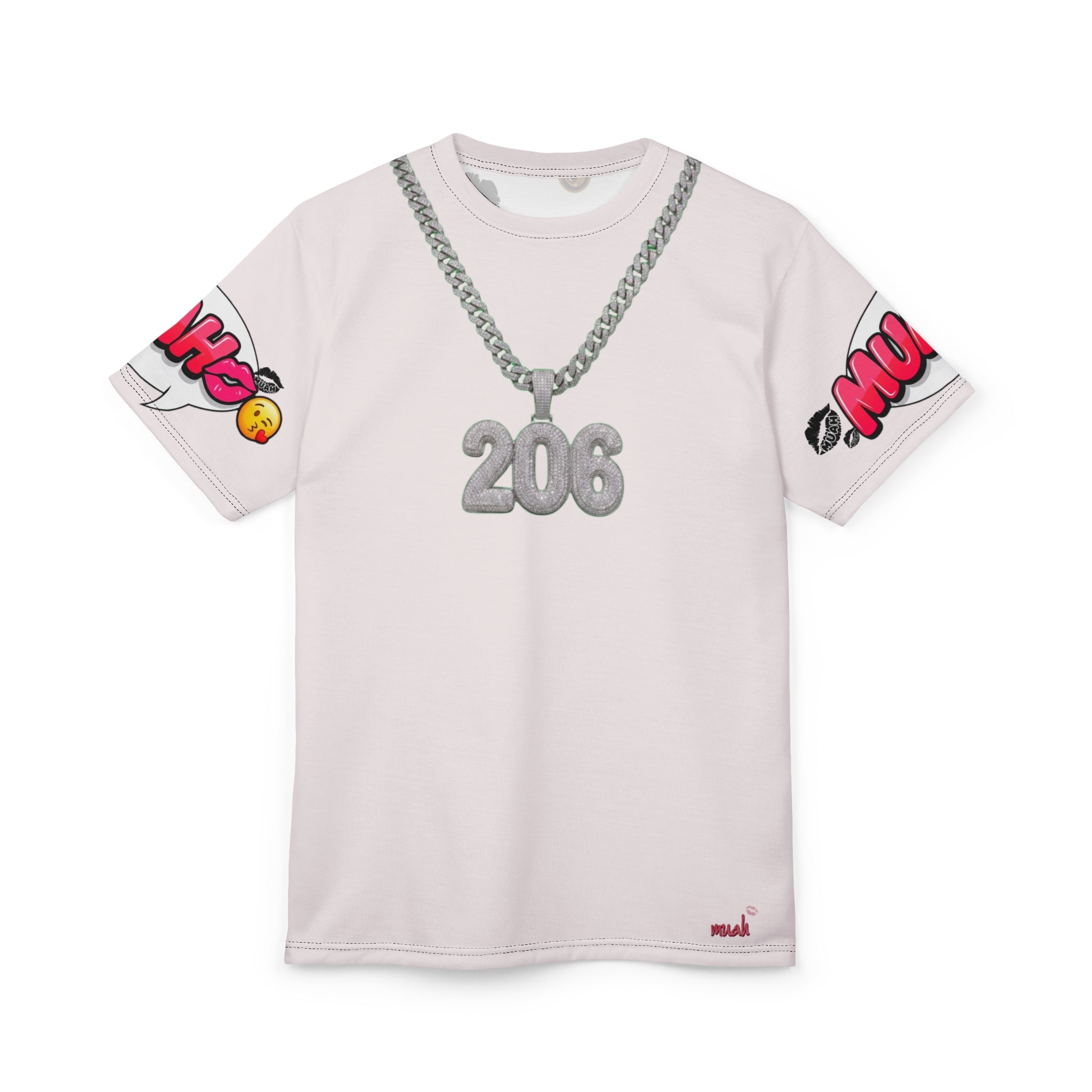 206 Pendant Graphic Tee — Urban Chain Necklace All-Over Print Shirt