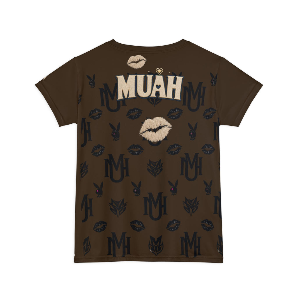 Women's Graphic Tee — 'MUAH' Luxe Monogram Kiss Short Sleeve Shirt