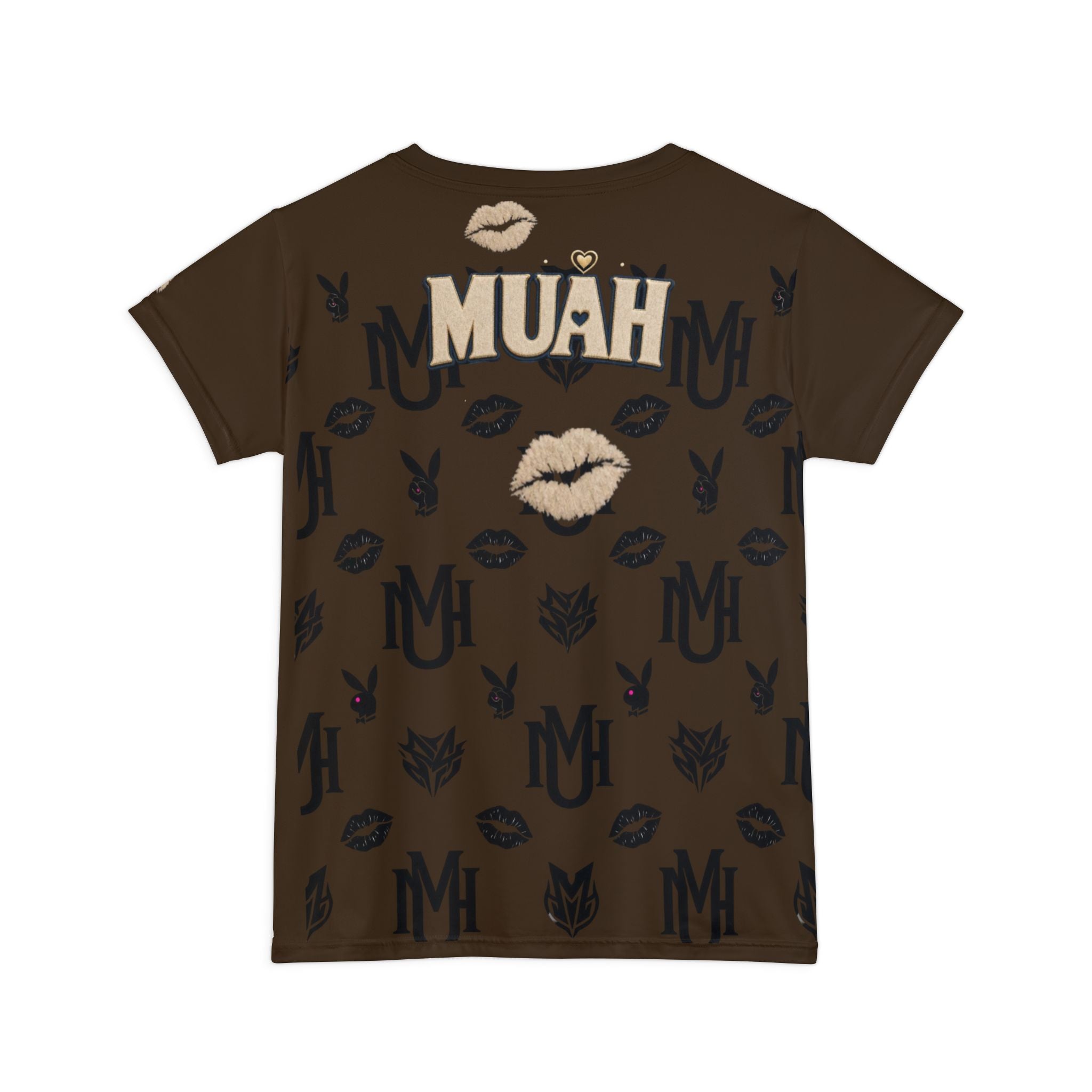 Women's Graphic Tee — 'MUAH' Luxe Monogram Kiss Short Sleeve Shirt