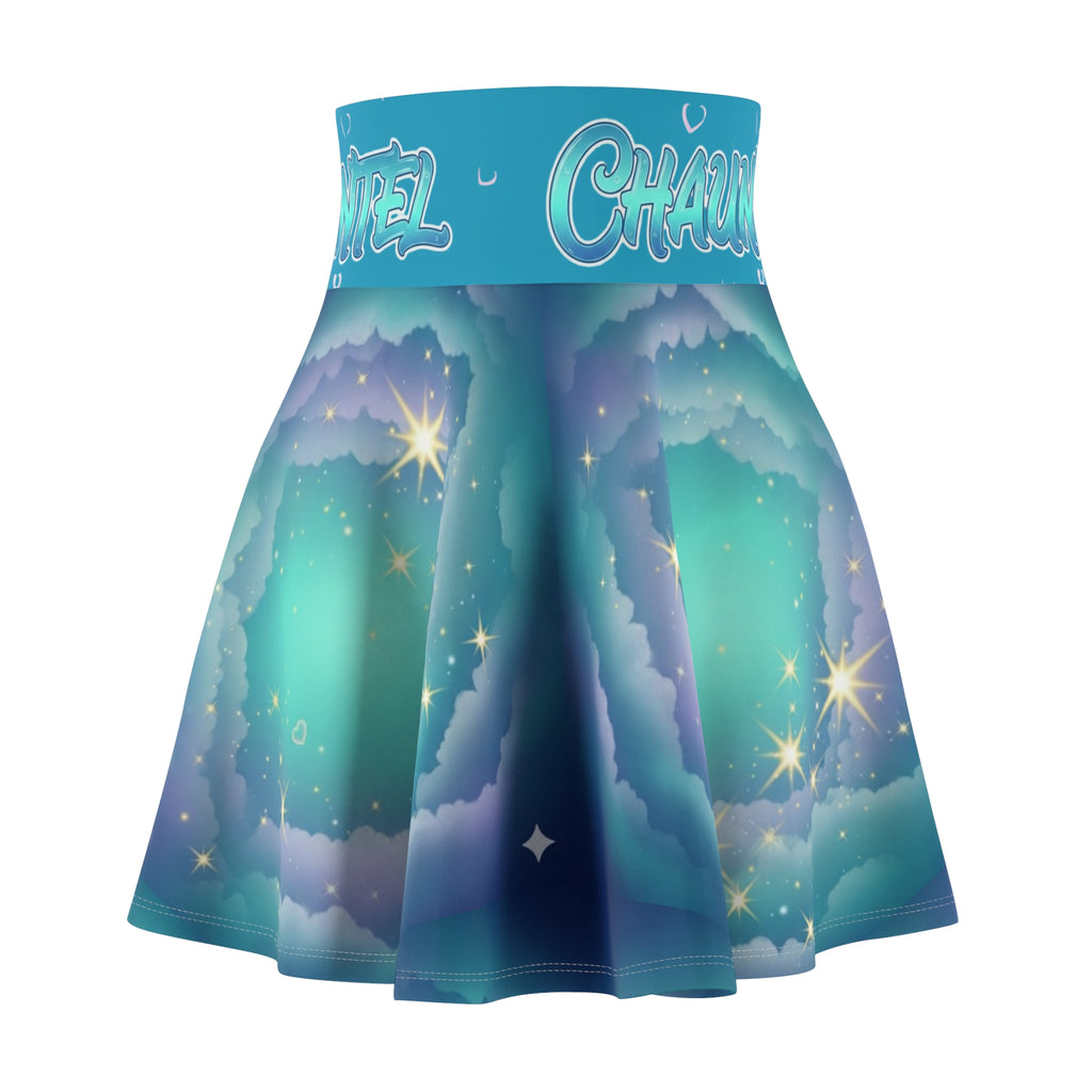 Aurora Dream Skater Skirt — Teal Northern Lights AOP