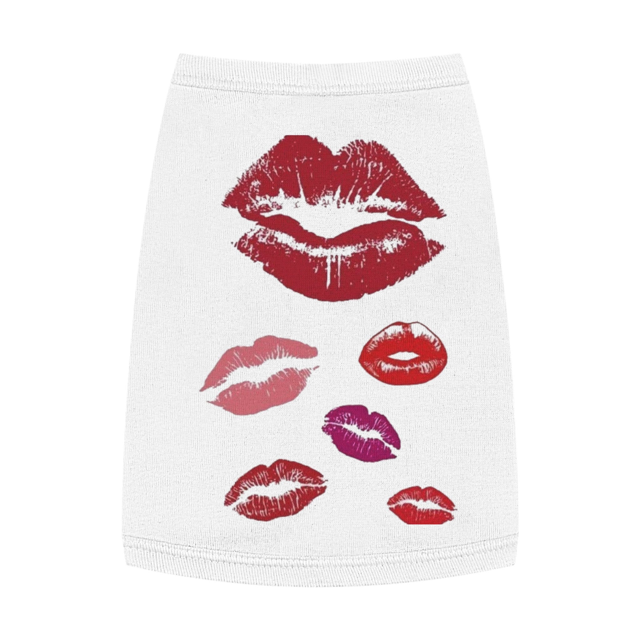 Pet Tank Top - Kiss Print Dog Shirt, Cute Lipstick Kiss Design for Small Dogs & Cats