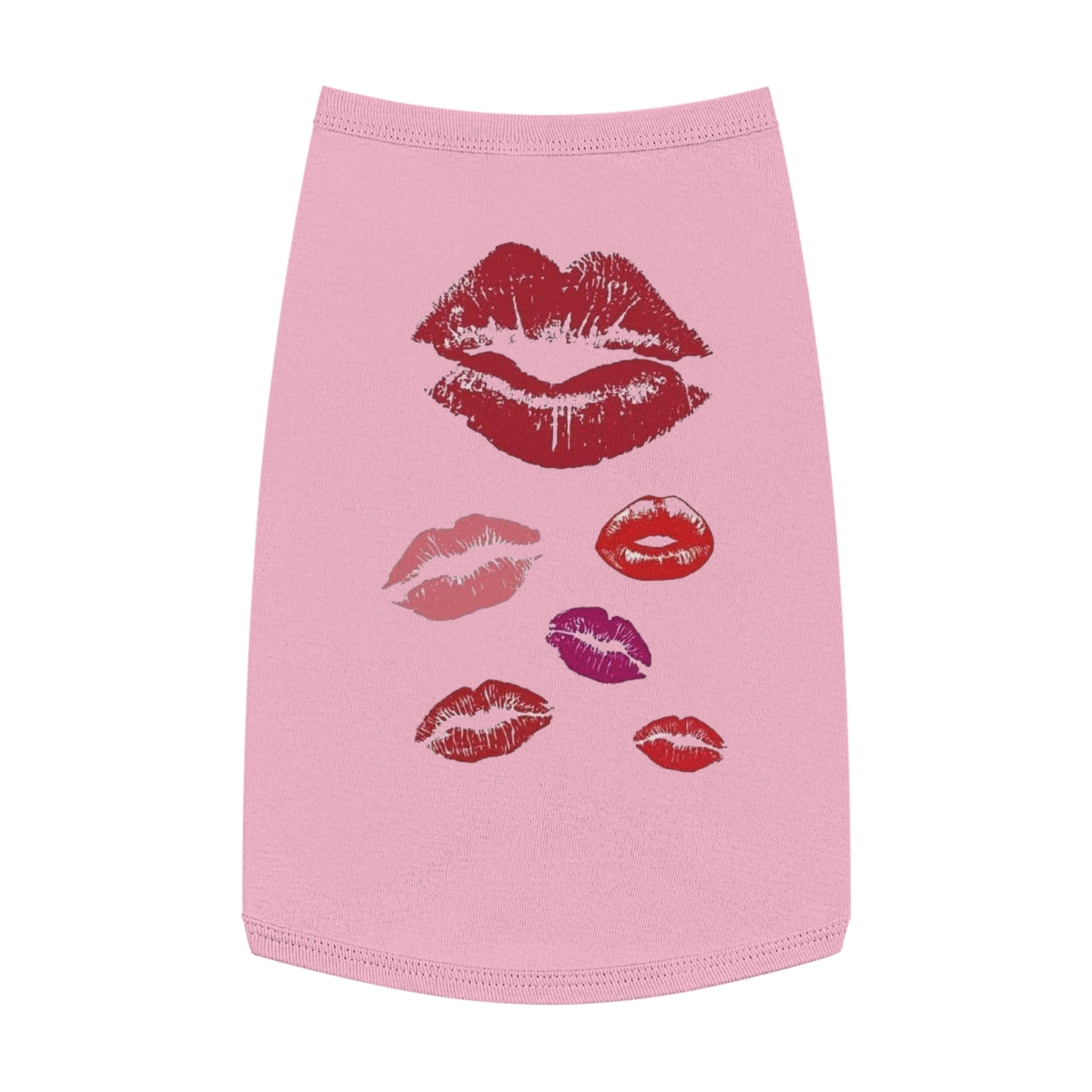 Pet Tank Top - Kiss Print Dog Shirt, Cute Lipstick Kiss Design for Small Dogs & Cats