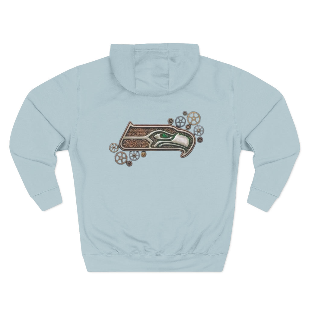 Seahawk Gear Hoodie — Vintage Seahawk Emblem with Gear Accents