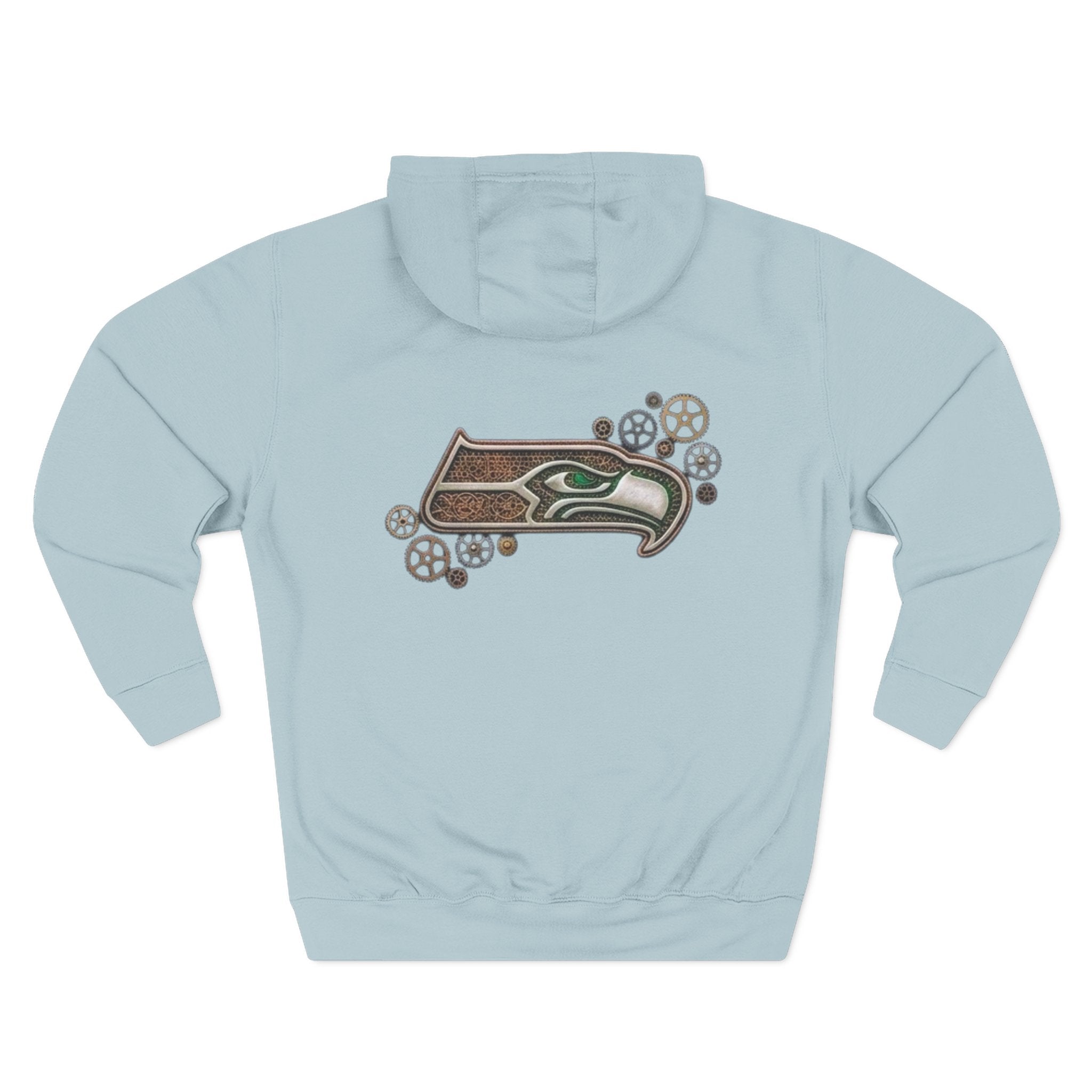 Seahawk Gear Hoodie — Vintage Seahawk Emblem with Gear Accents