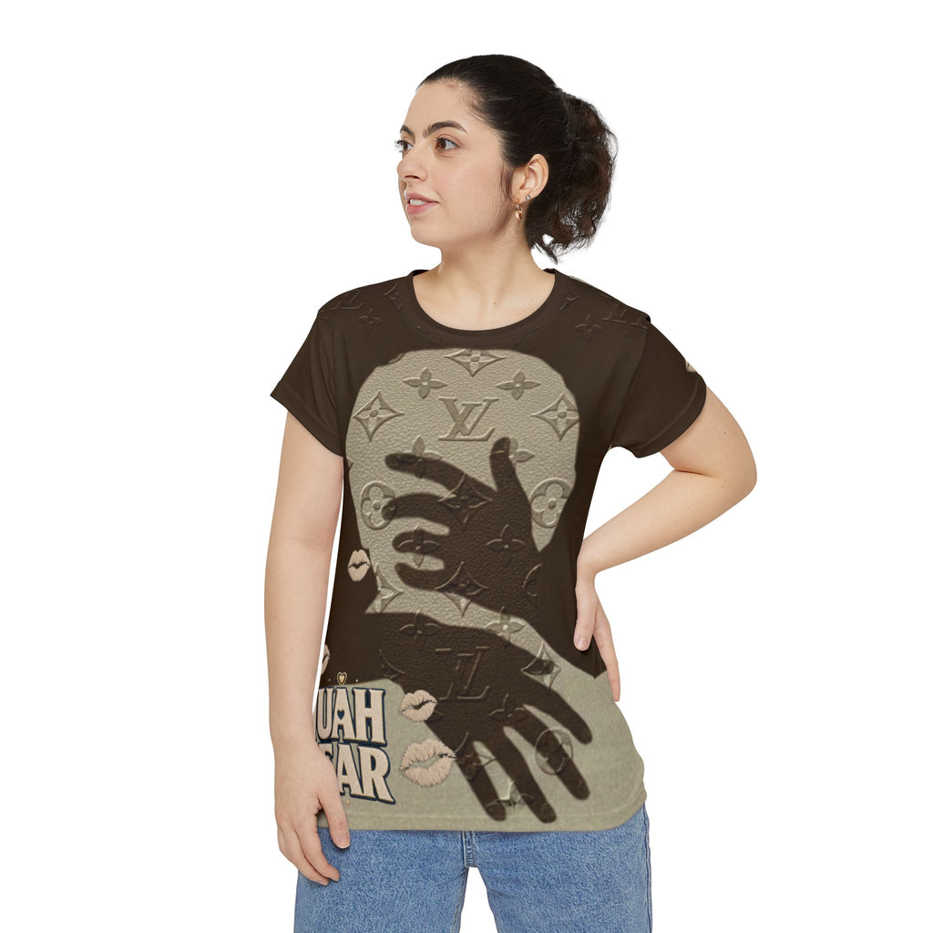 Women's Graphic Tee — 'MUAH' Luxe Monogram Kiss Short Sleeve Shirt