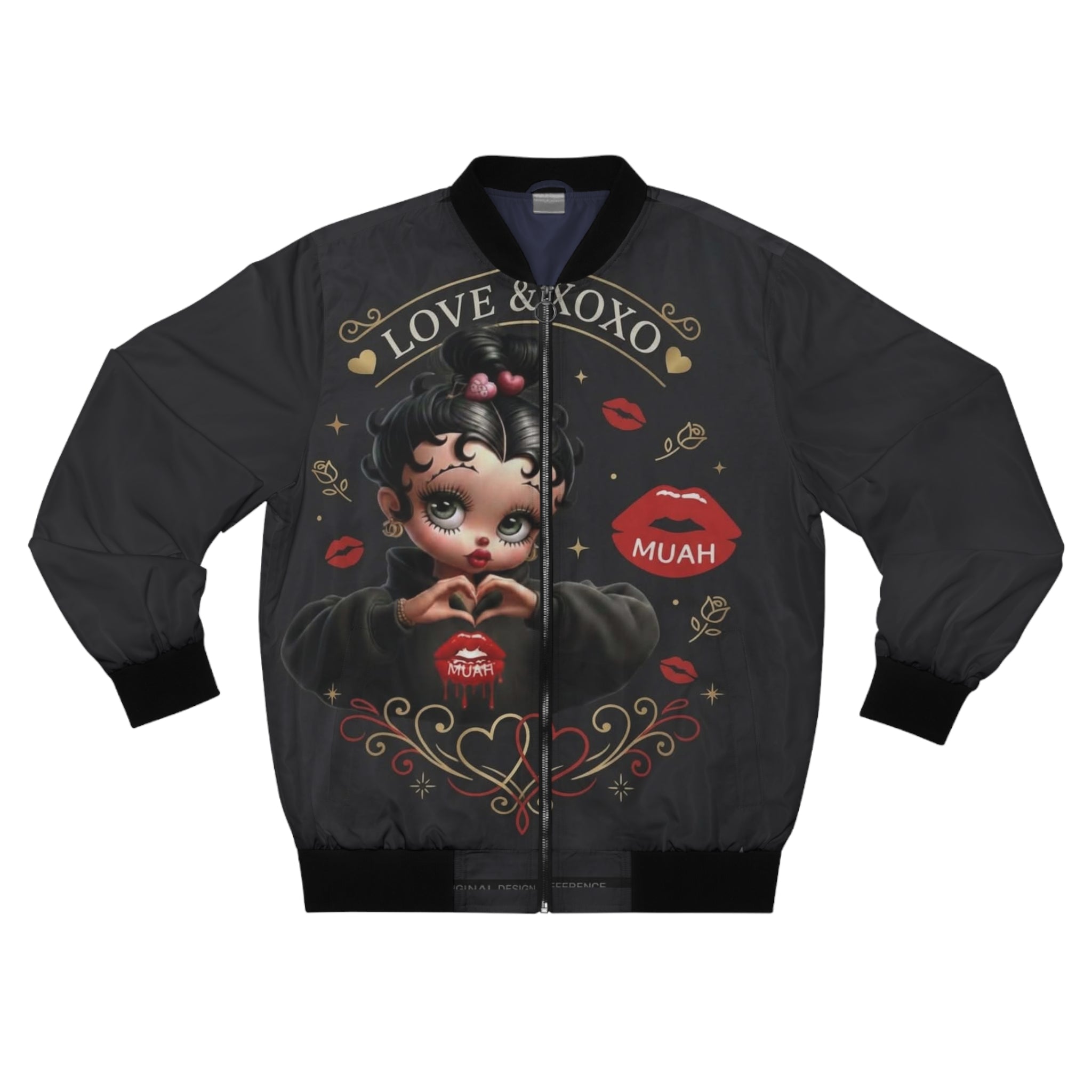 Love & XOXO Bomber Jacket — Retro Kiss-Print Men's Jacket