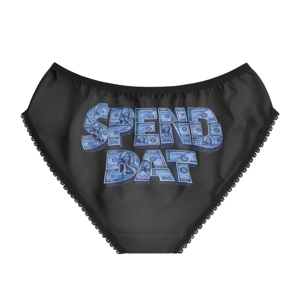 Spend Dat Women's Briefs — Black Lingerie with Money Graphic