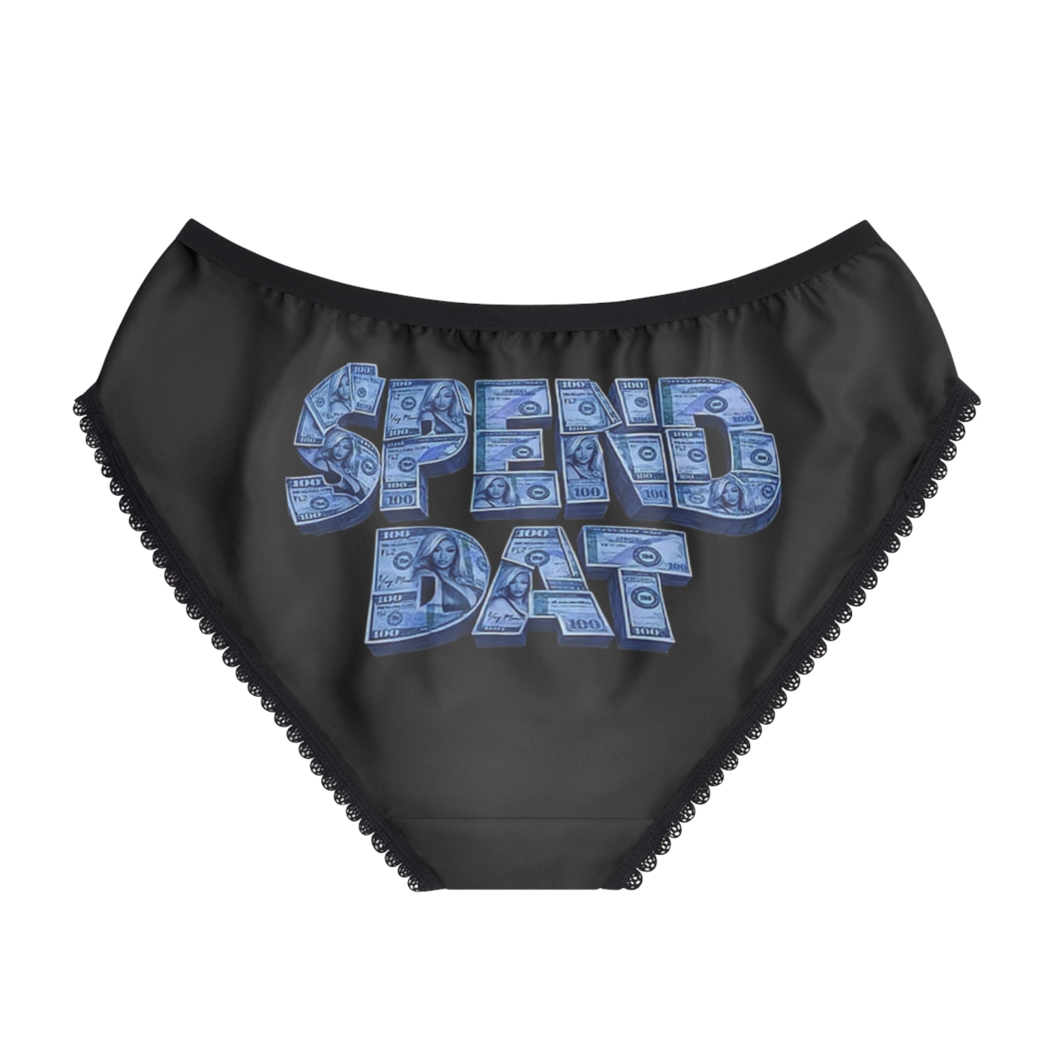 Spend Dat Women's Briefs — Black Lingerie with Money Graphic
