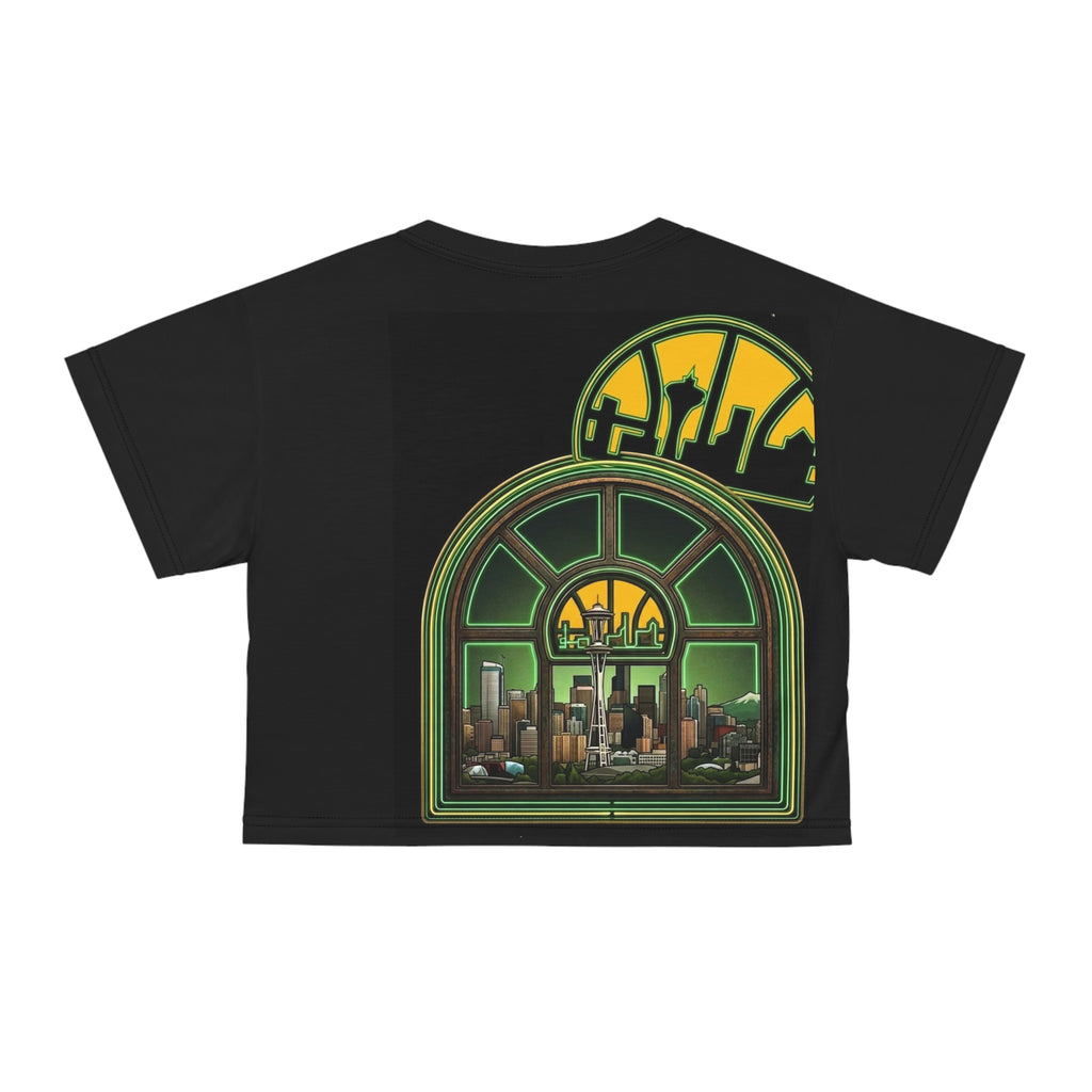 Umbrella City Crop Tee — Art Deco Skyline Graphic