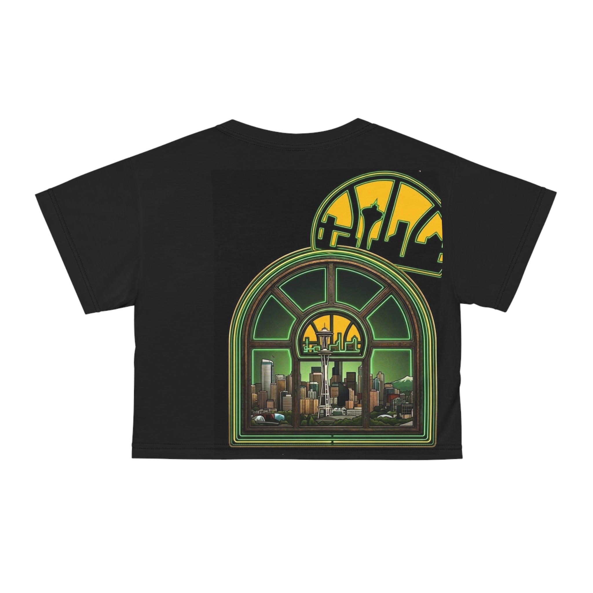 Umbrella City Crop Tee — Art Deco Skyline Graphic