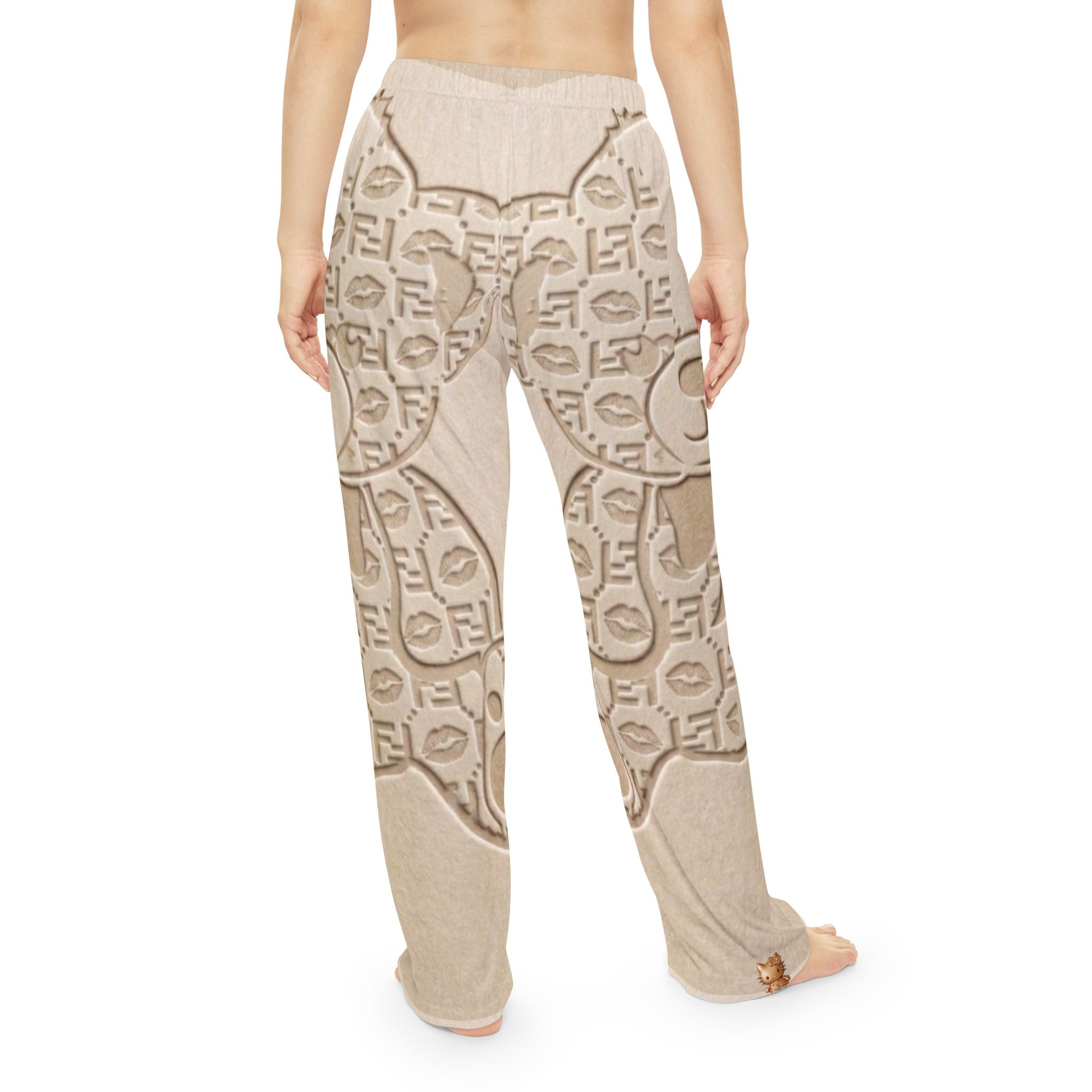 Teddy Bear Print Pajama Pants — Cozy Beige AOP Loungewear