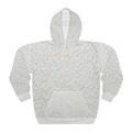 White Quilted Texture Hoodie – Cozy All-Over Print Pullover