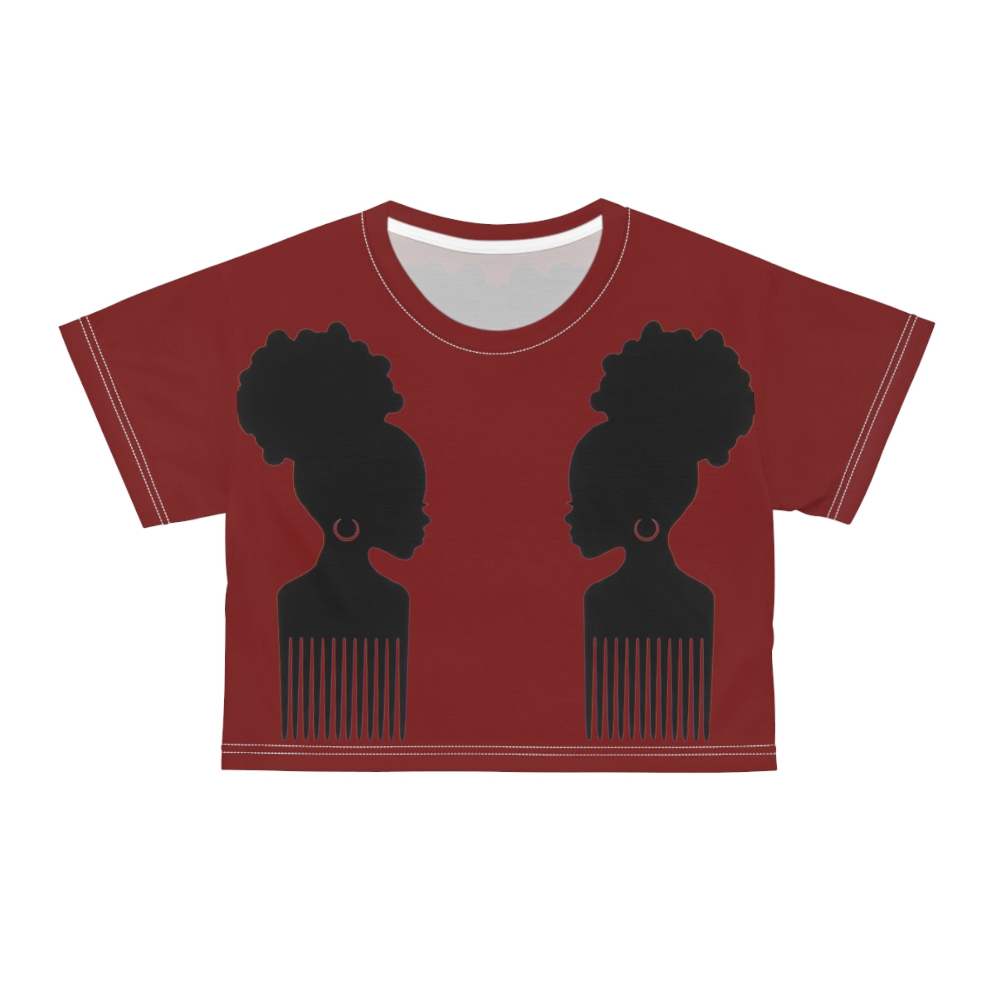 Afro Silhouette Crop Tee — Black Women Natural Hair Graphic Top