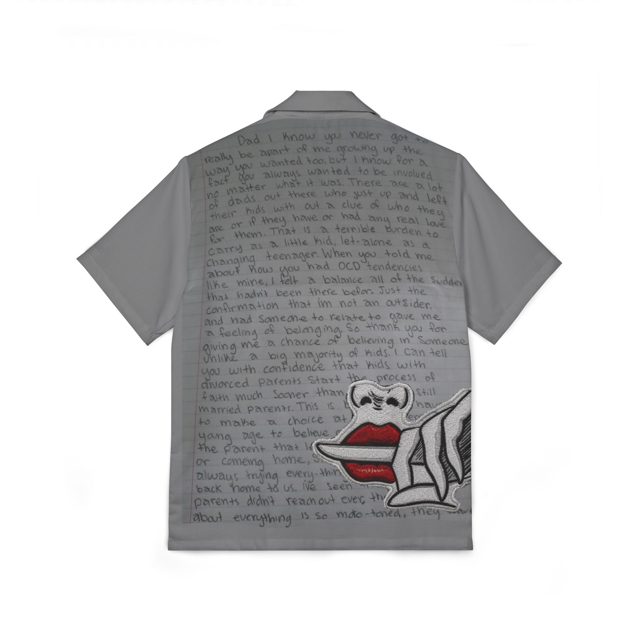 Men's Grey Script & Skull Hawaiian Shirt