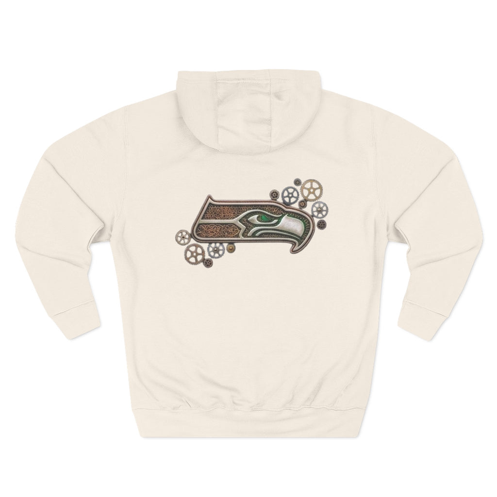Seahawk Gear Hoodie — Vintage Seahawk Emblem with Gear Accents
