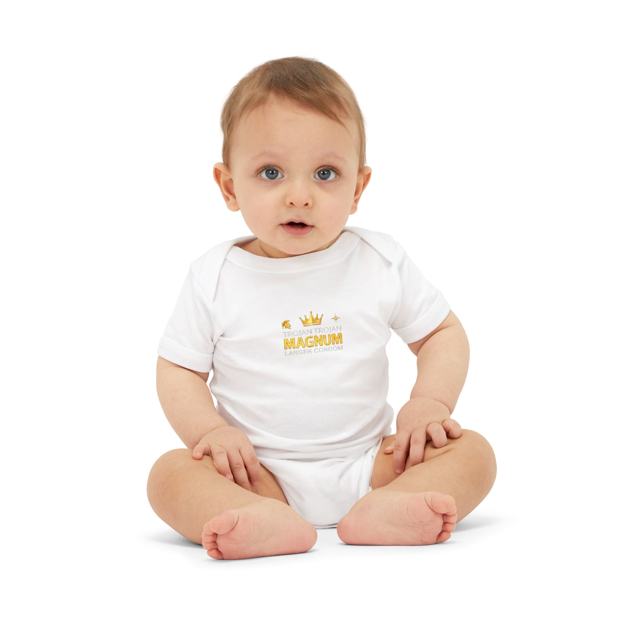 Infant One-Piece Bodysuit — 'Magnum' Crown Baby Romper (White)
