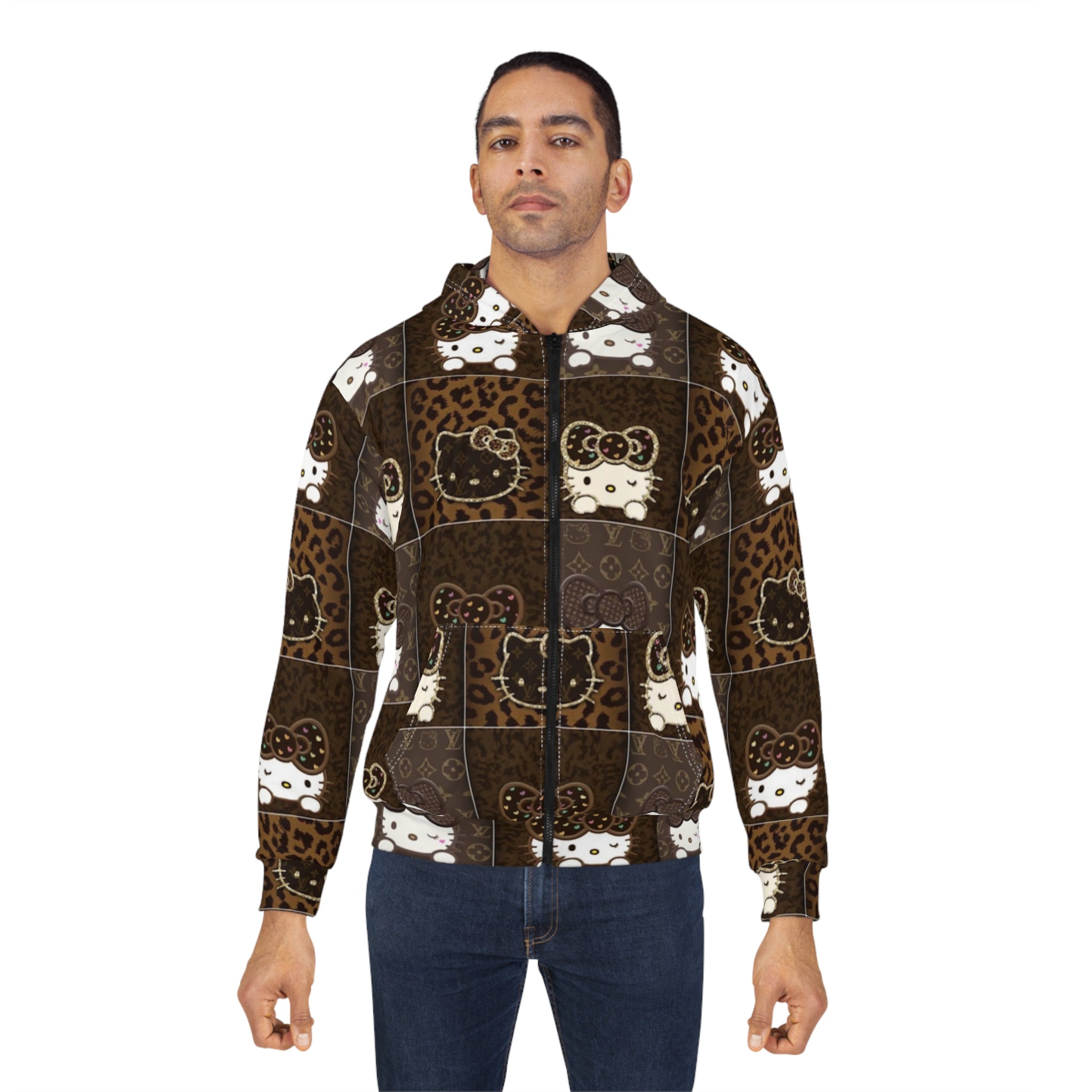Hello Kitty Leopard Patchwork Zip Hoodie