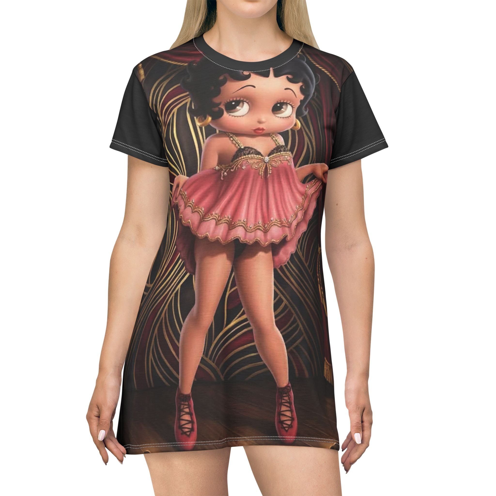 Betty Boop Vintage Stage AOP T-Shirt Dress — Retro Pinup Girl Print
