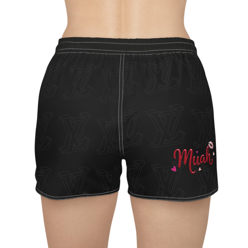 Muah Kiss Graphic Women's Casual Shorts — Cute Valentine Lounge Shorts