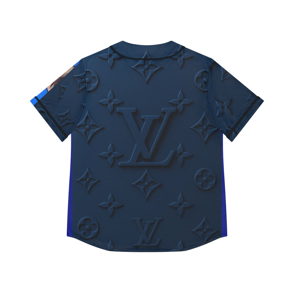 Women's Baseball Jersey – Blue Sneaker & Monogram AOP Graphic Shirt