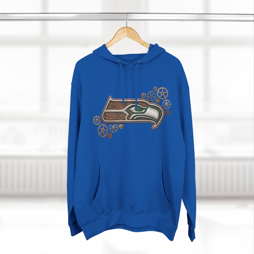 Seahawk Gear Hoodie — Vintage Seahawk Emblem with Gear Accents