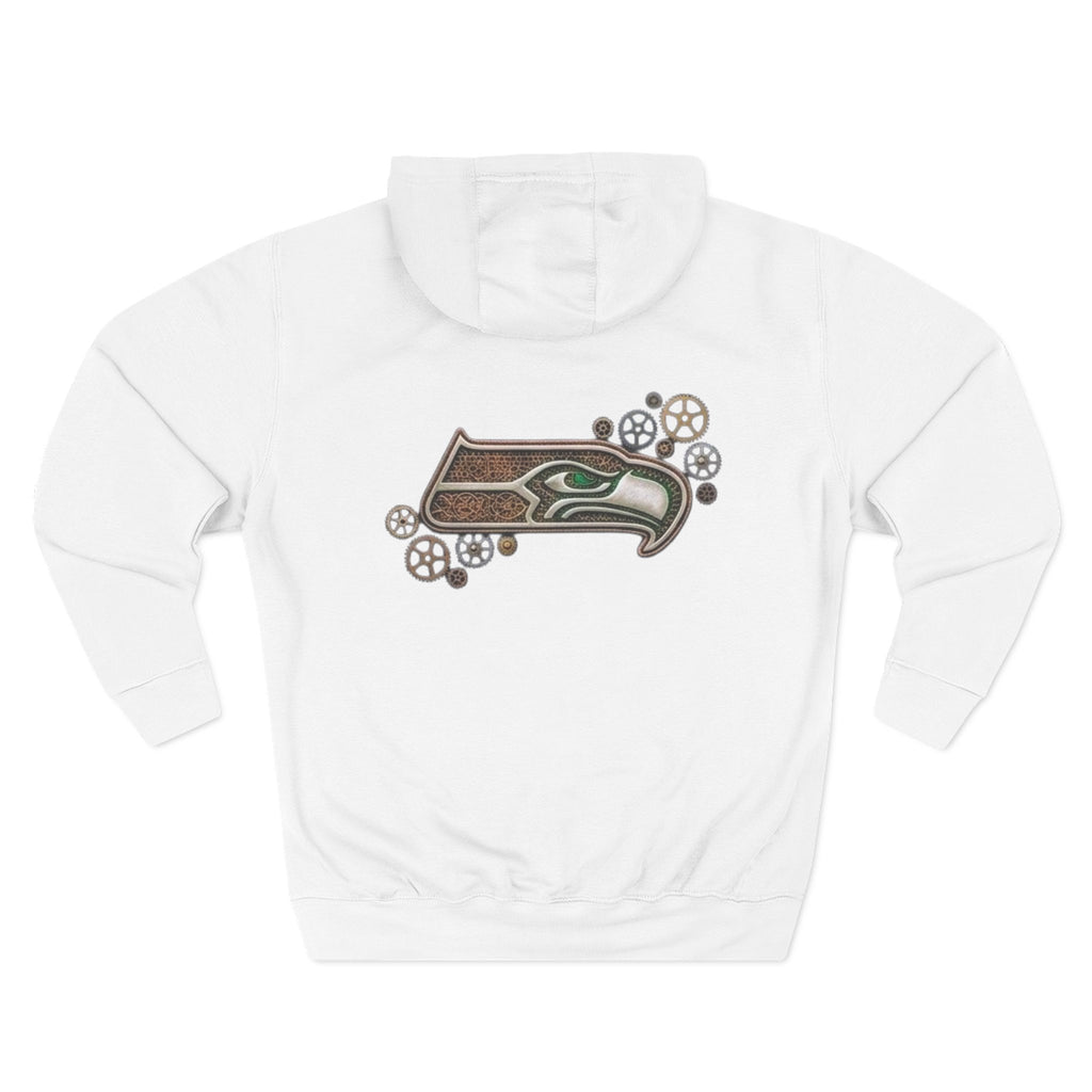 Seahawk Gear Hoodie — Vintage Seahawk Emblem with Gear Accents