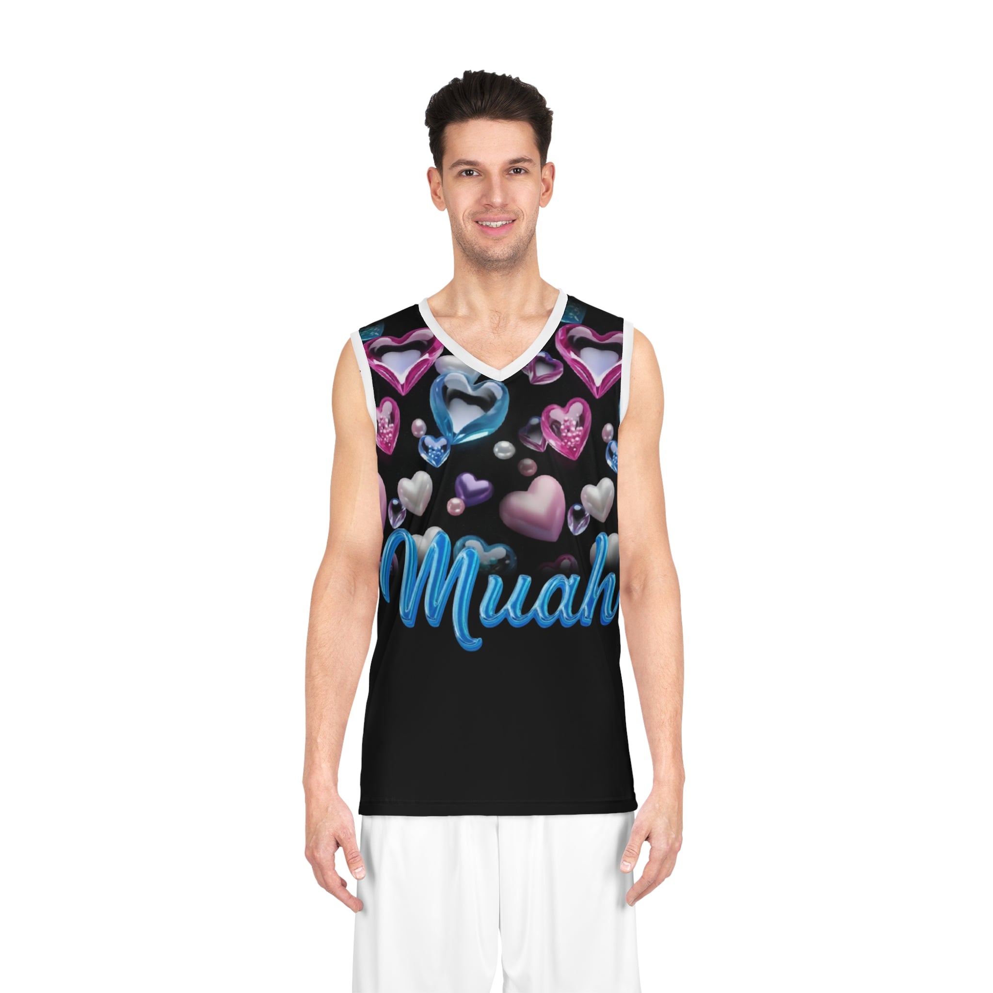 Heart Bubble "Muah" Basketball Jersey - All-Over Print