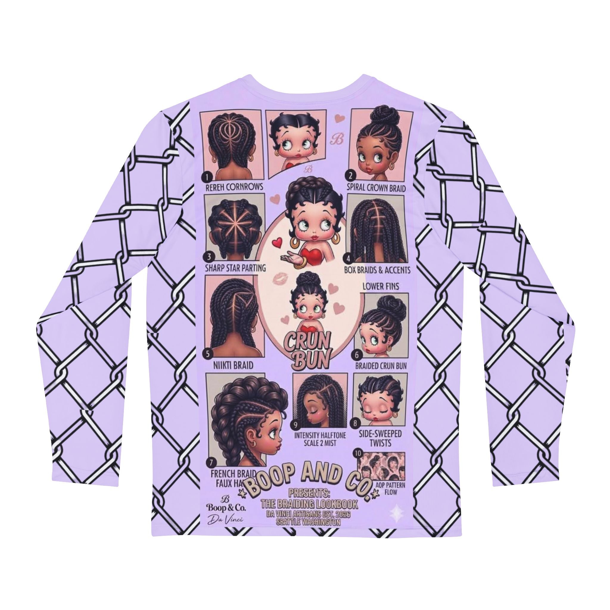 Long Sleeve Shirt — Boop & Co. Black Hair Styles Graphic All-Over Print