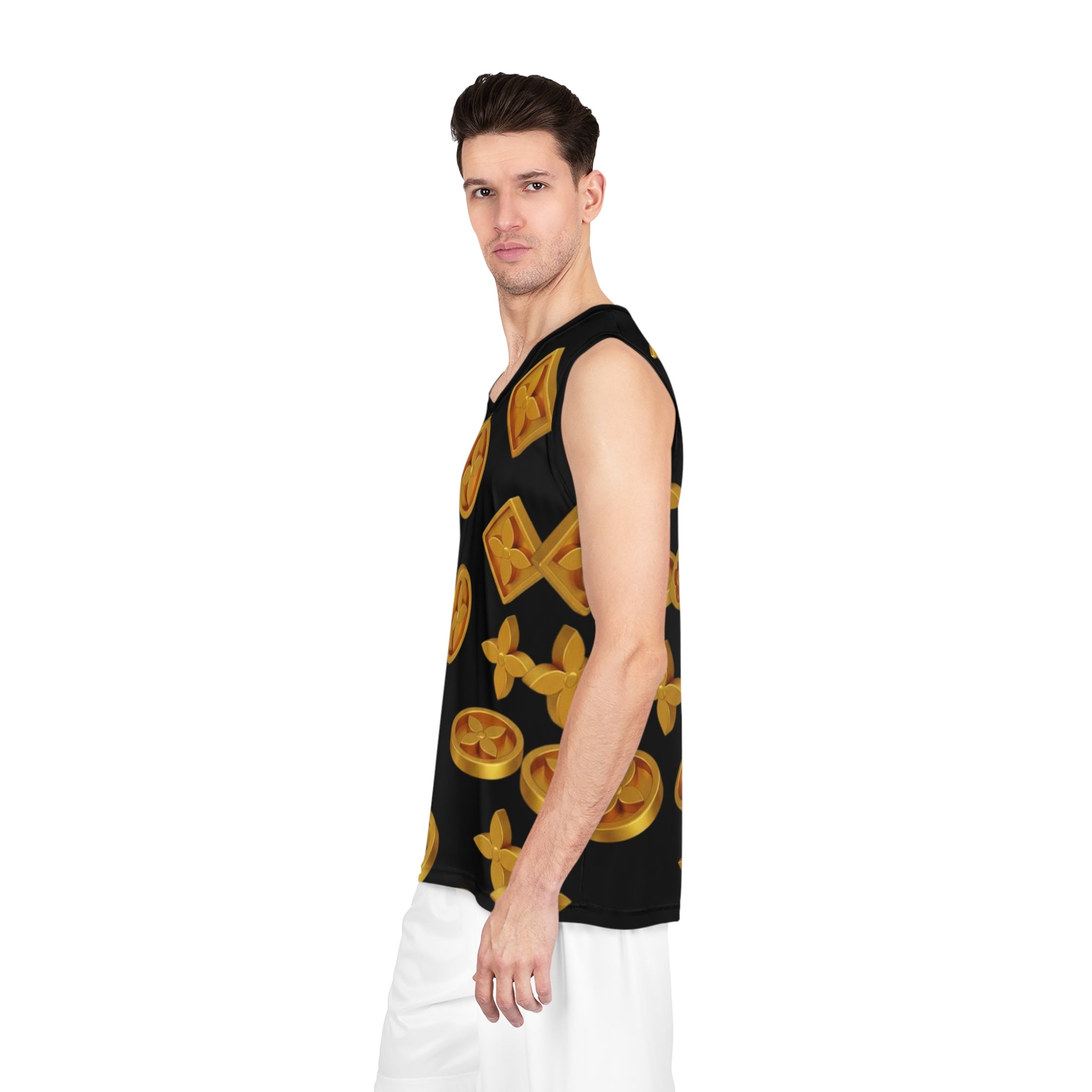 Gold Luxury Monogram Basketball Jersey