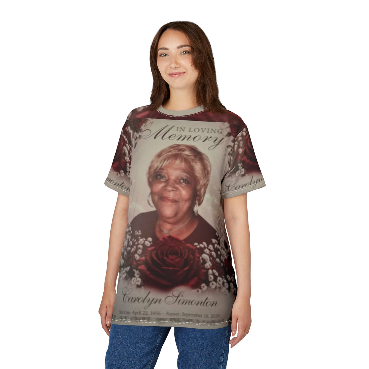 AUNTIE /Memorial Photo Tribute Tee — "In Loving Memory" Personalized All-Over Print