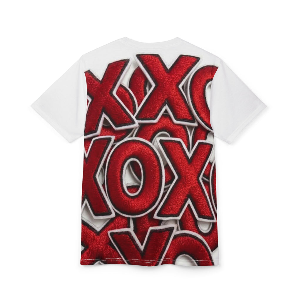 XOXO Red Lips All-Over Print Tee — Valentine's Day Kiss Graphic Shirt