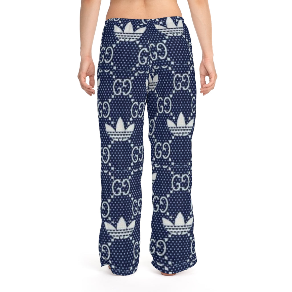Women's Lounge Pants — Navy Monogram Logo Print Pajama Bottoms