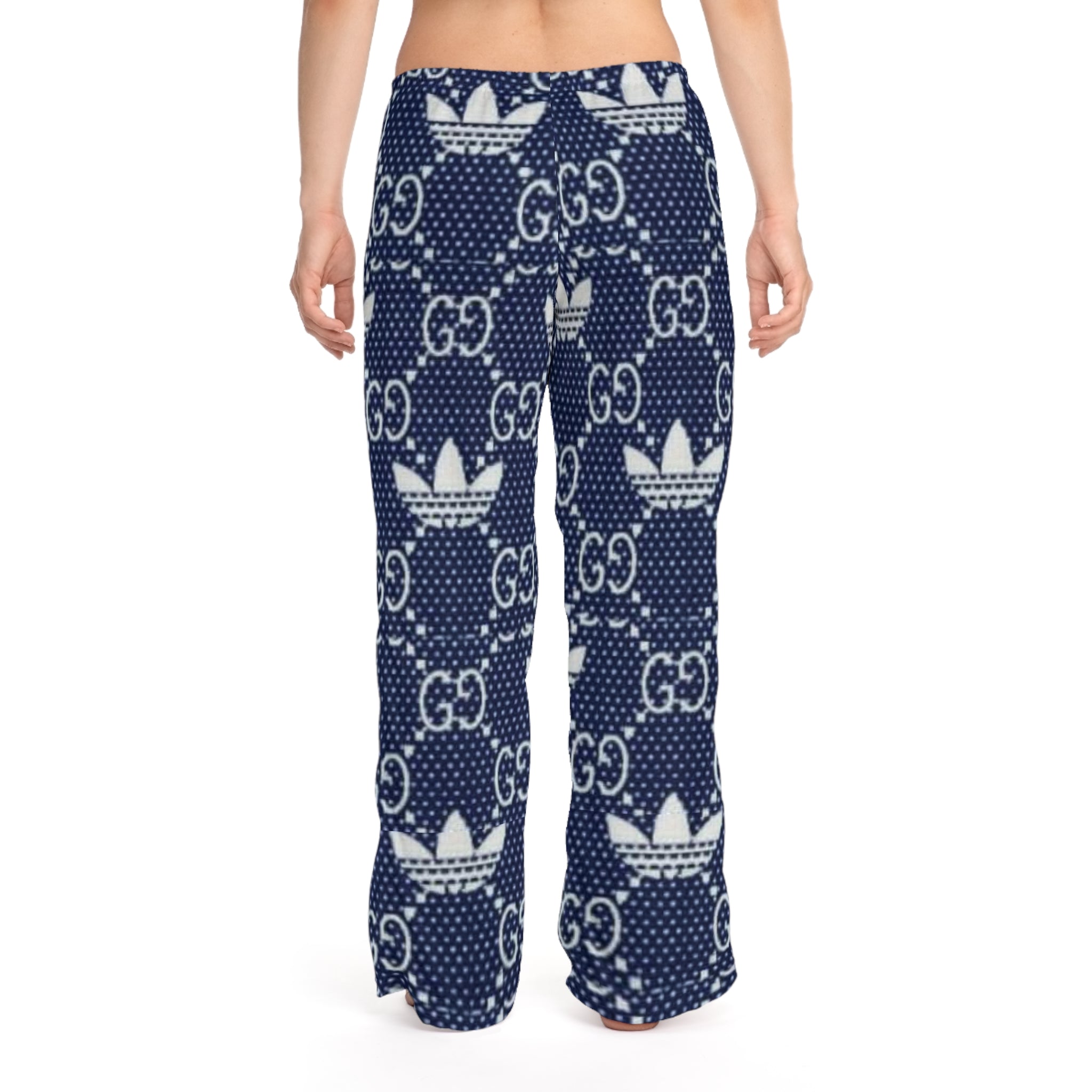 Women's Lounge Pants — Navy Monogram Logo Print Pajama Bottoms
