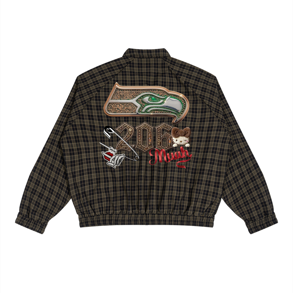 Unisex Plaid Full-Zip Track Jacket