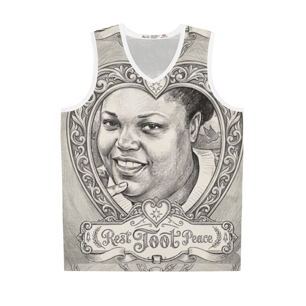 Memorial Portrait Basketball Jersey — "Rest Toot Peace" Tribute