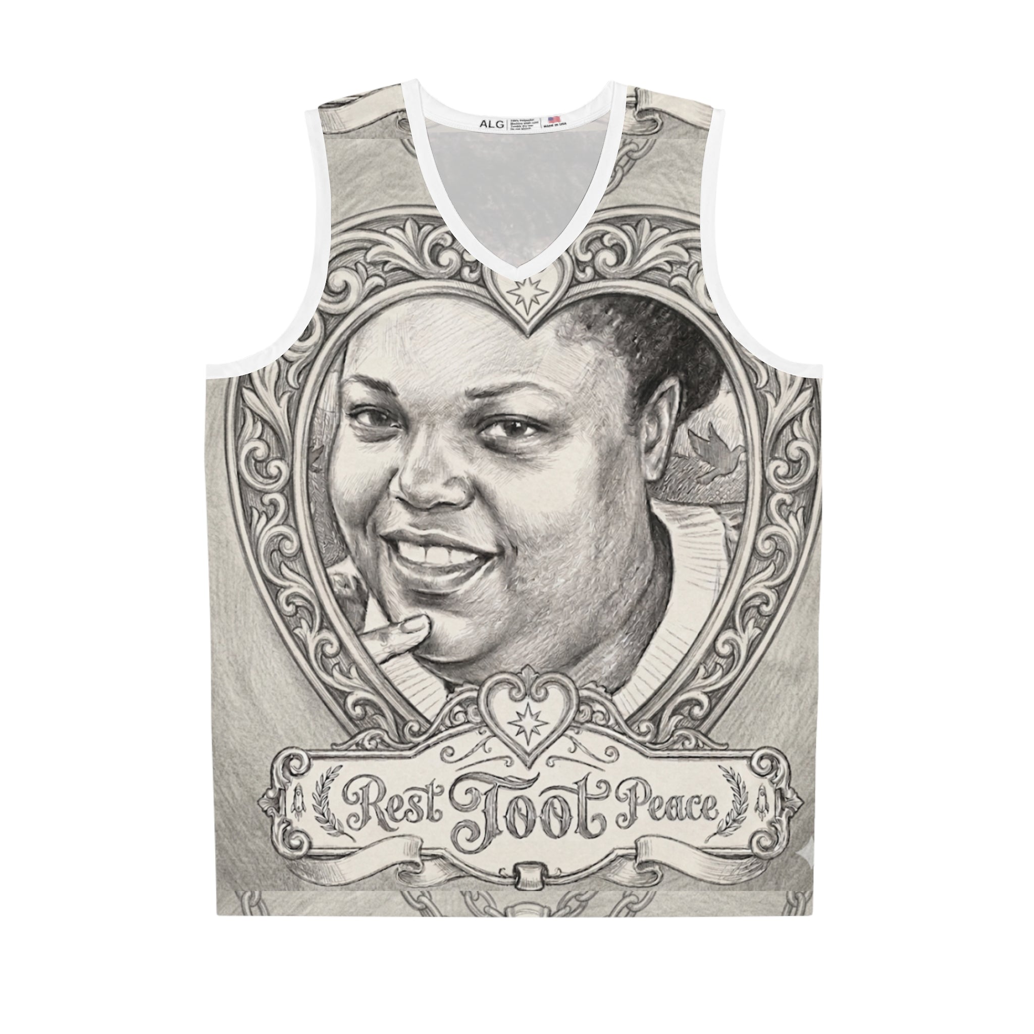 Memorial Portrait Basketball Jersey — "Rest Toot Peace" Tribute