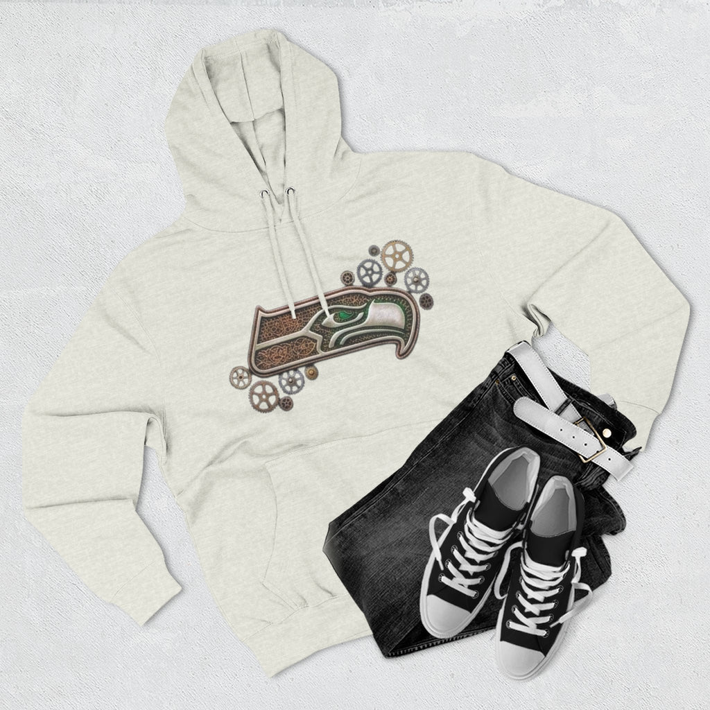 Seahawk Gear Hoodie — Vintage Seahawk Emblem with Gear Accents