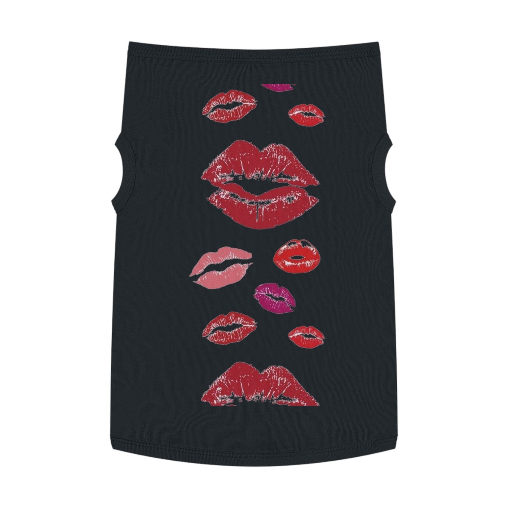 Pet Tank Top - Kiss Print Dog Shirt, Cute Lipstick Kiss Design for Small Dogs & Cats
