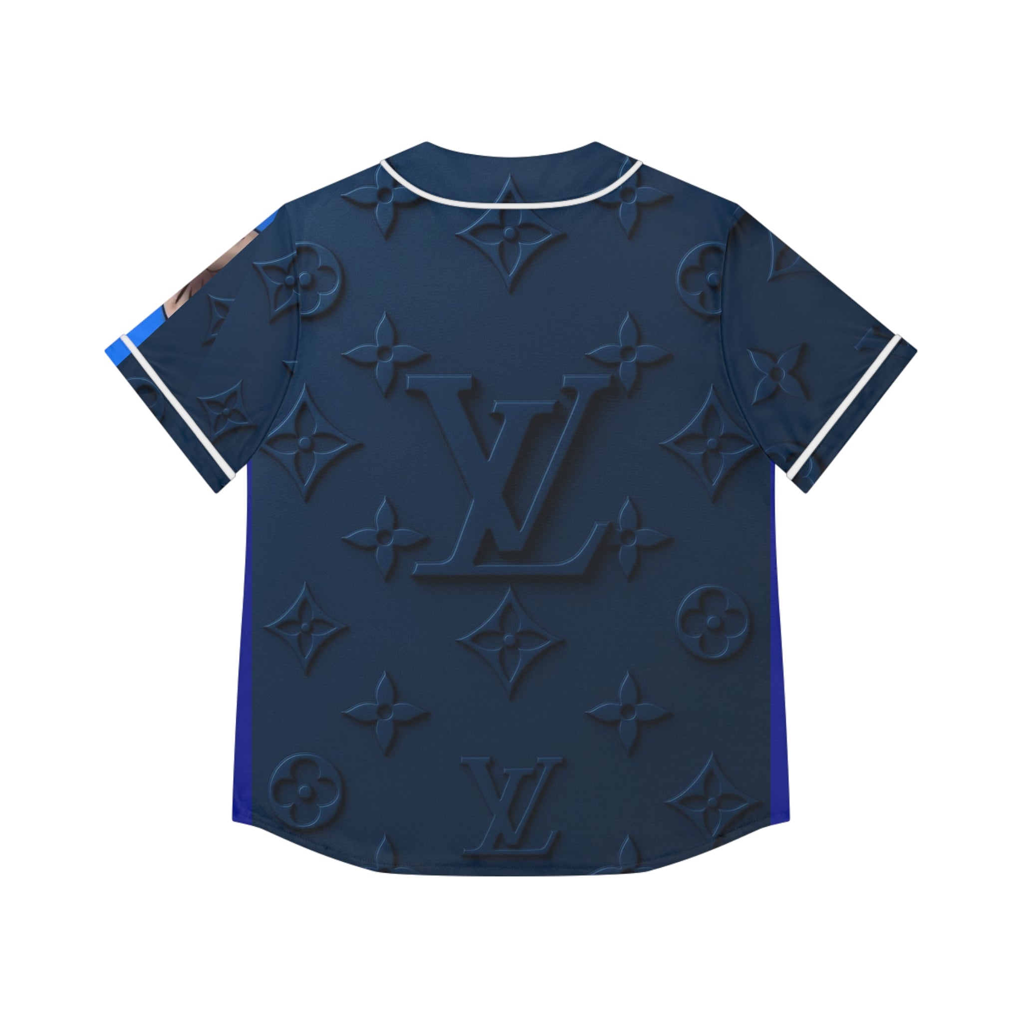 Women's Baseball Jersey – Blue Sneaker & Monogram AOP Graphic Shirt
