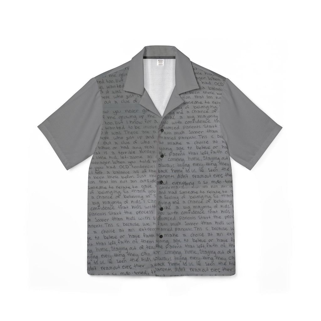 Men's Grey Script & Skull Hawaiian Shirt