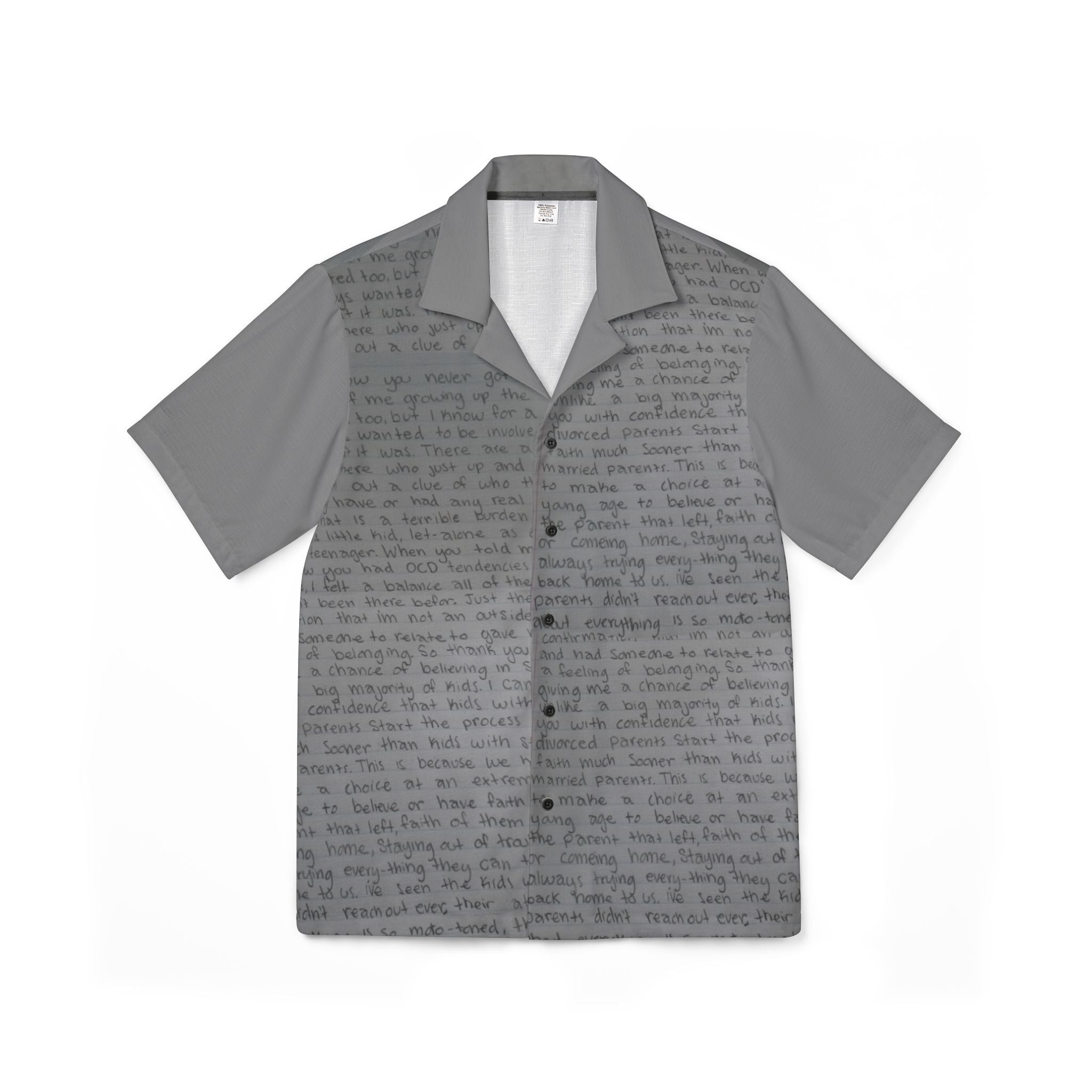 Men's Grey Script & Skull Hawaiian Shirt