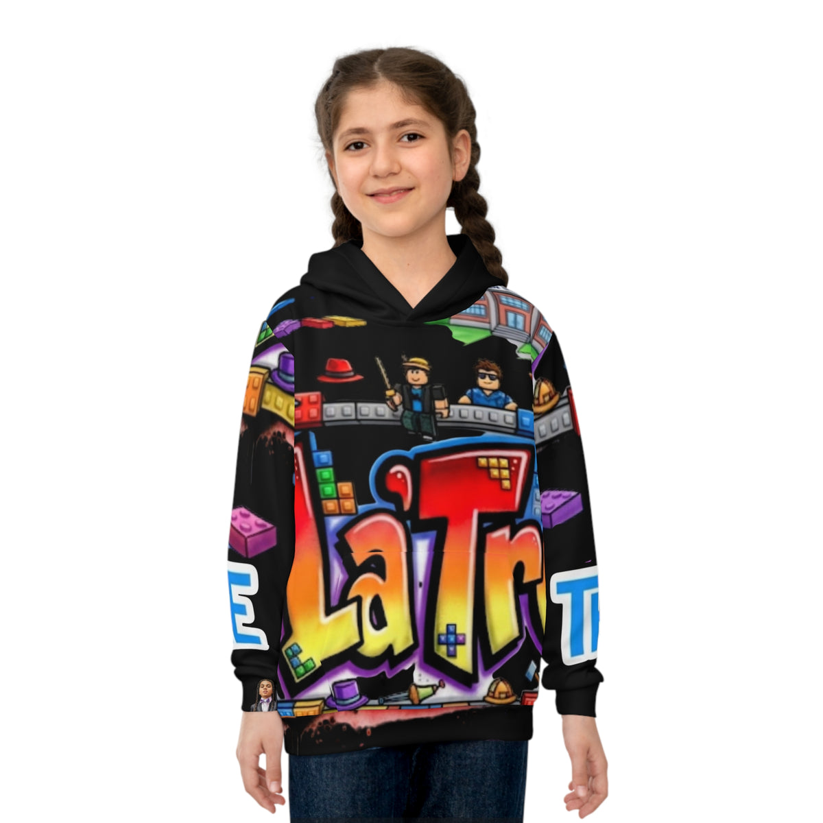 Children's Hoodie — Colorful 'LaTre' Gamer Brick Design Kids' All-Over Print Hoodie