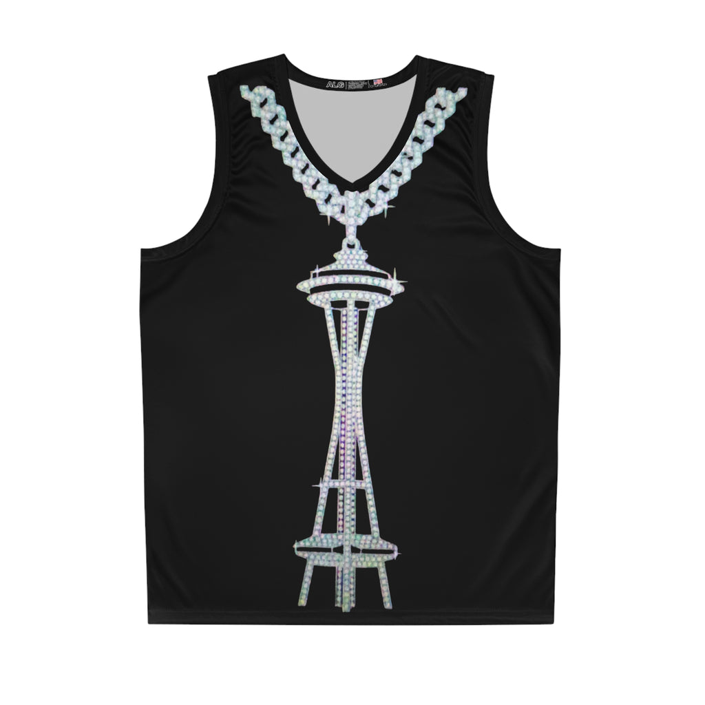 Space Needle Bling Basketball Jersey — Rhinestone Chain Graphic