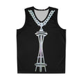 Space Needle Bling Basketball Jersey — Rhinestone Chain Graphic