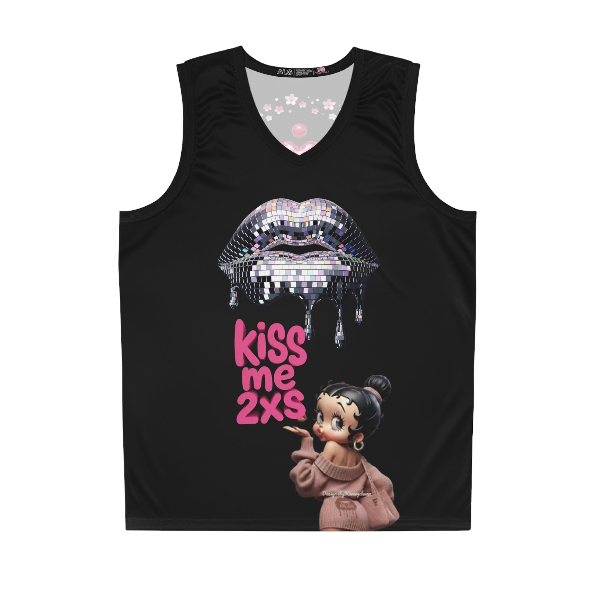 Kiss Me 2xS Disco Lips Basketball Jersey